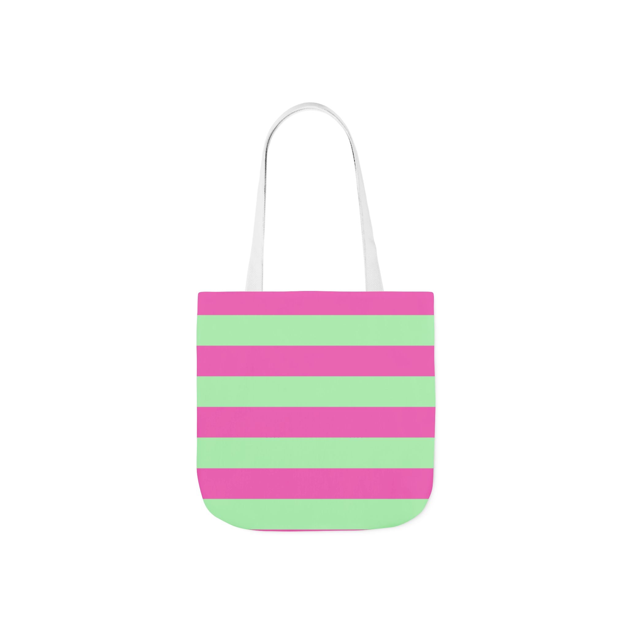 Striped Canvas Tote Bag — Pink & Green Beach-Ready Shopper