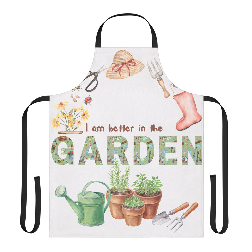 Garden or Kitchen Apron — "I Am Better in the Garden" Floral Watercolor Gardening Apron