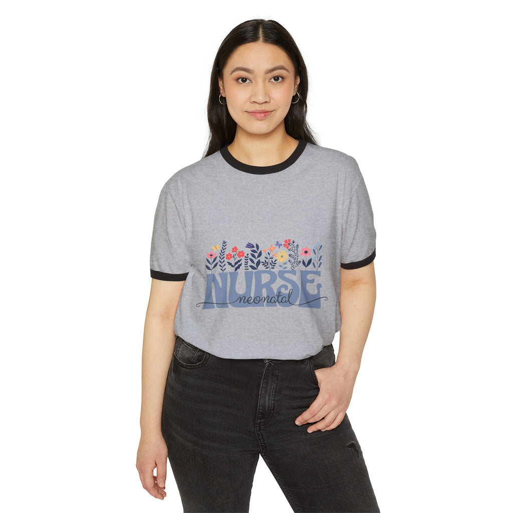 Nurse Neonatal Floral Ringer T-Shirt