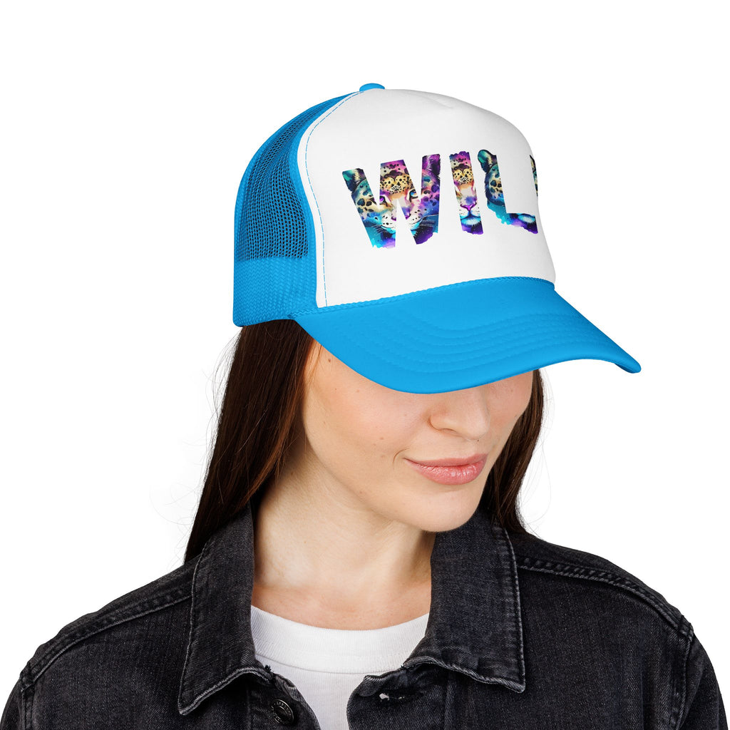 Wild Leopard Print Foam Trucker Hat - Colorful Animal Graphic Cap