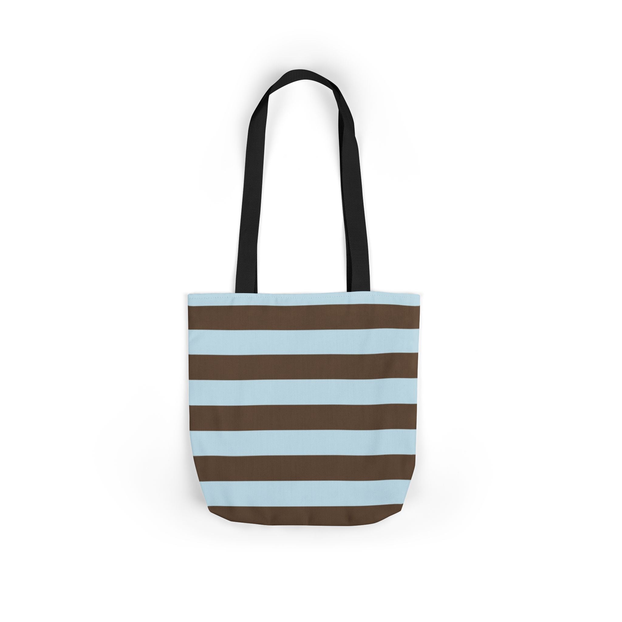 Striped Canvas Tote Bag — Blue & Brown Beach-Ready Shopper