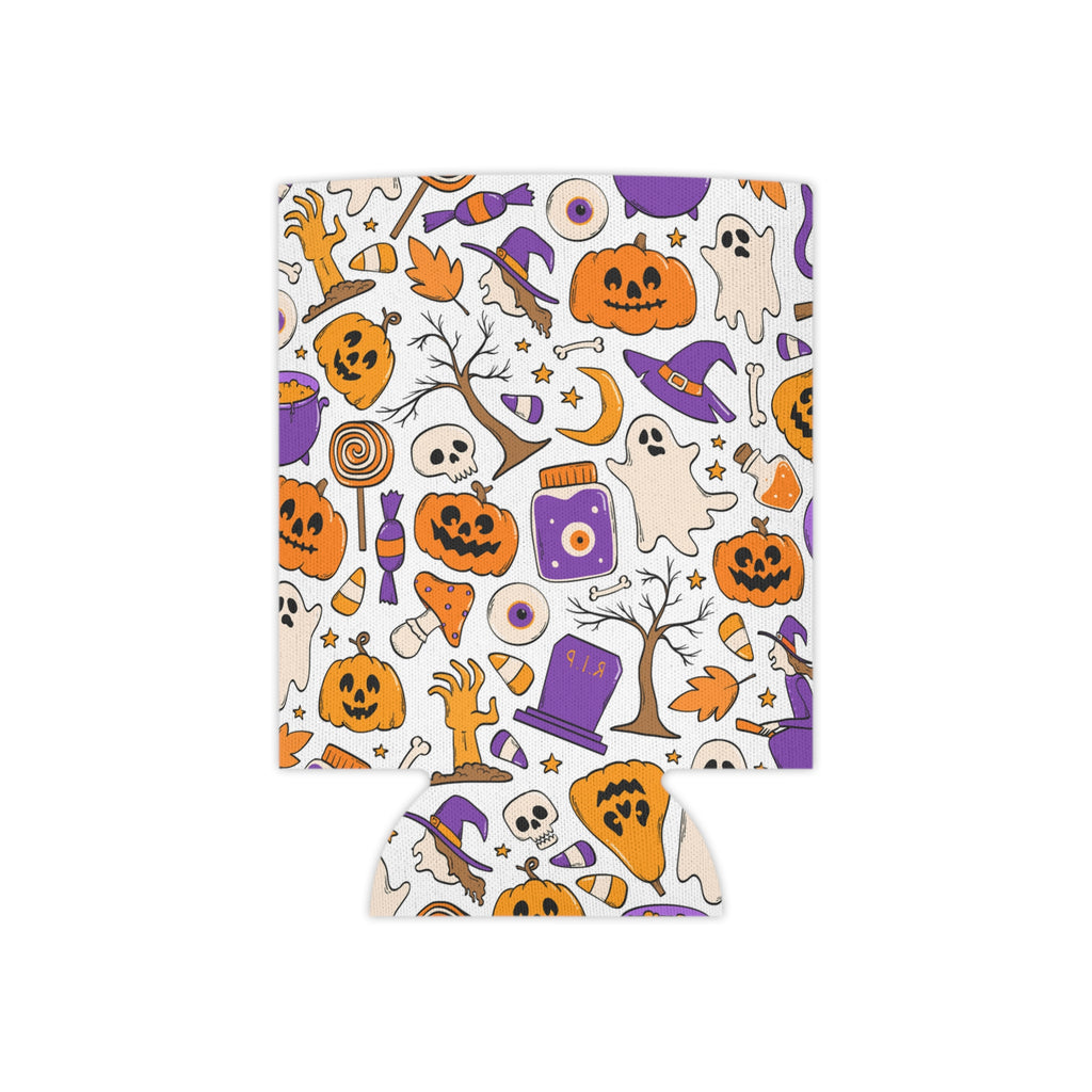 Purple Orange Pumpkin Witch Halloween Can Cooler –Fall Autumn Beverage