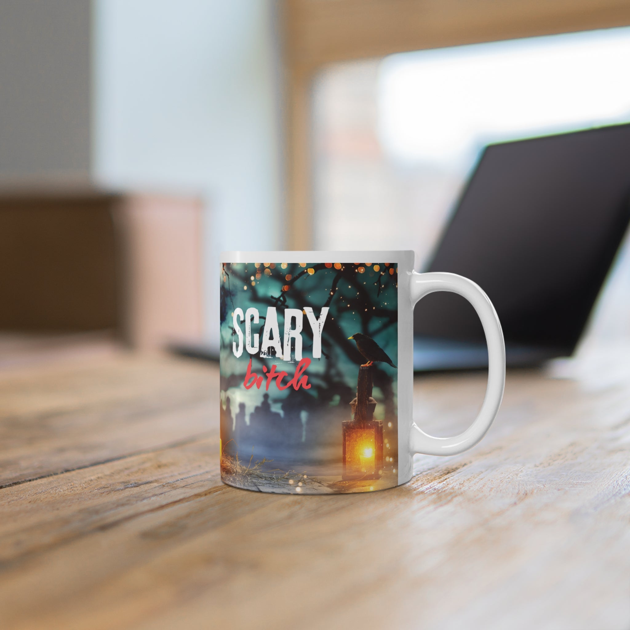 Scary Bitch Halloween Ghost Mug — Ceramic Coffee Cup