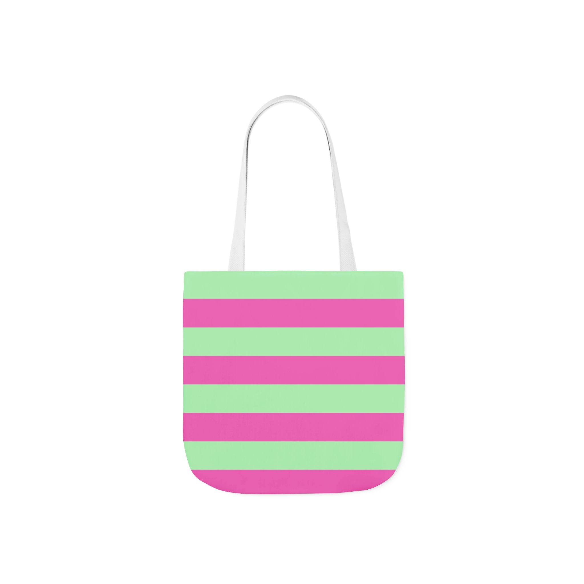 Striped Canvas Tote Bag — Pink & Green Beach-Ready Shopper