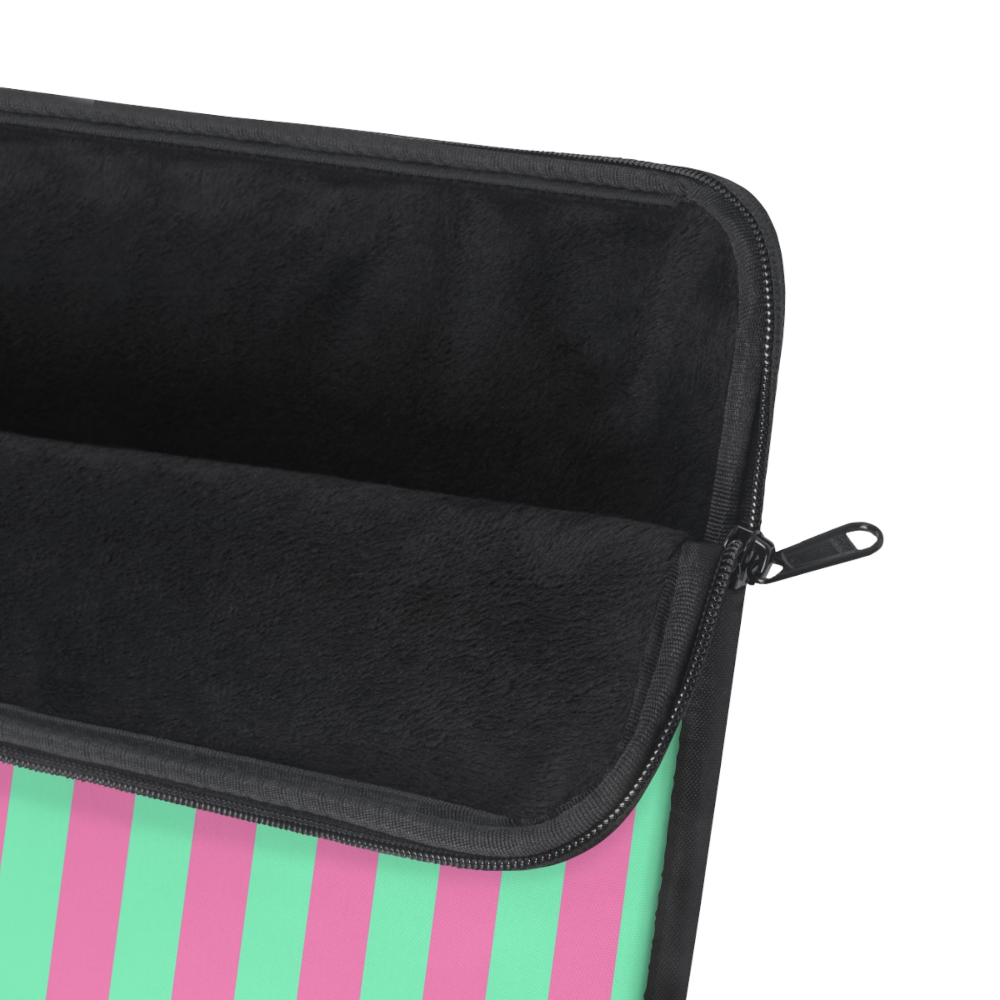 Pink Green Pinstripe Laptop Sleeve - Protective Neoprene Cover