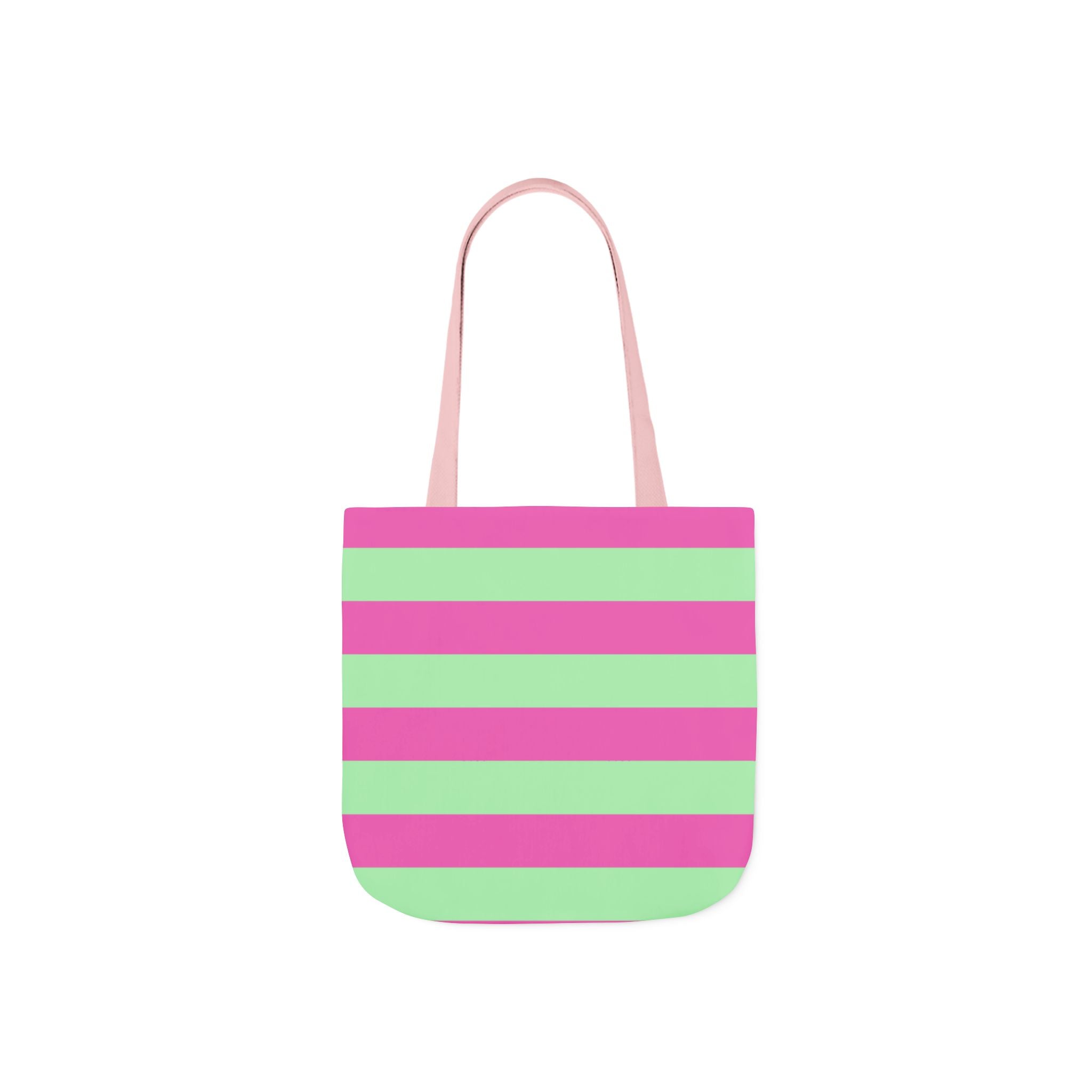 Striped Canvas Tote Bag — Pink & Green Beach-Ready Shopper