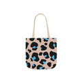 Canvas Tote Bag — Brown Blue Leopard  Beach-Ready Shopper