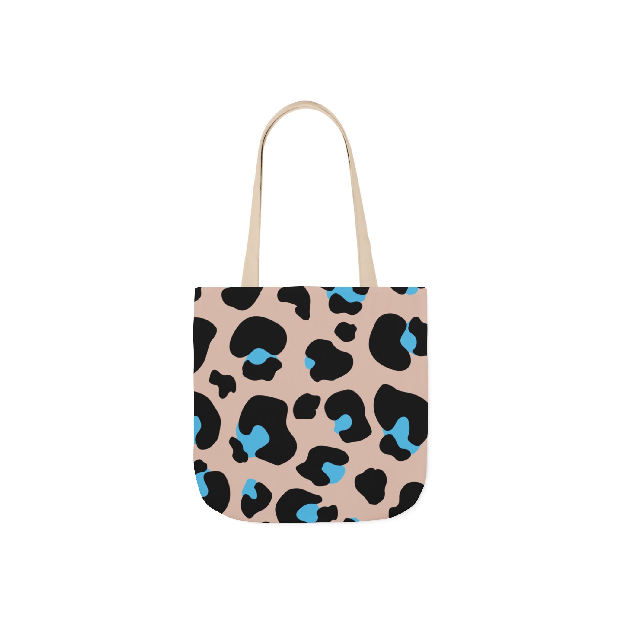 Canvas Tote Bag — Brown Blue Leopard  Beach-Ready Shopper