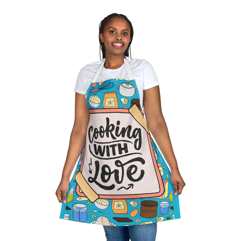 Cooking With Love Kitchen Apron – Colorful Baking & Cooking Apron with Recipe Board Design