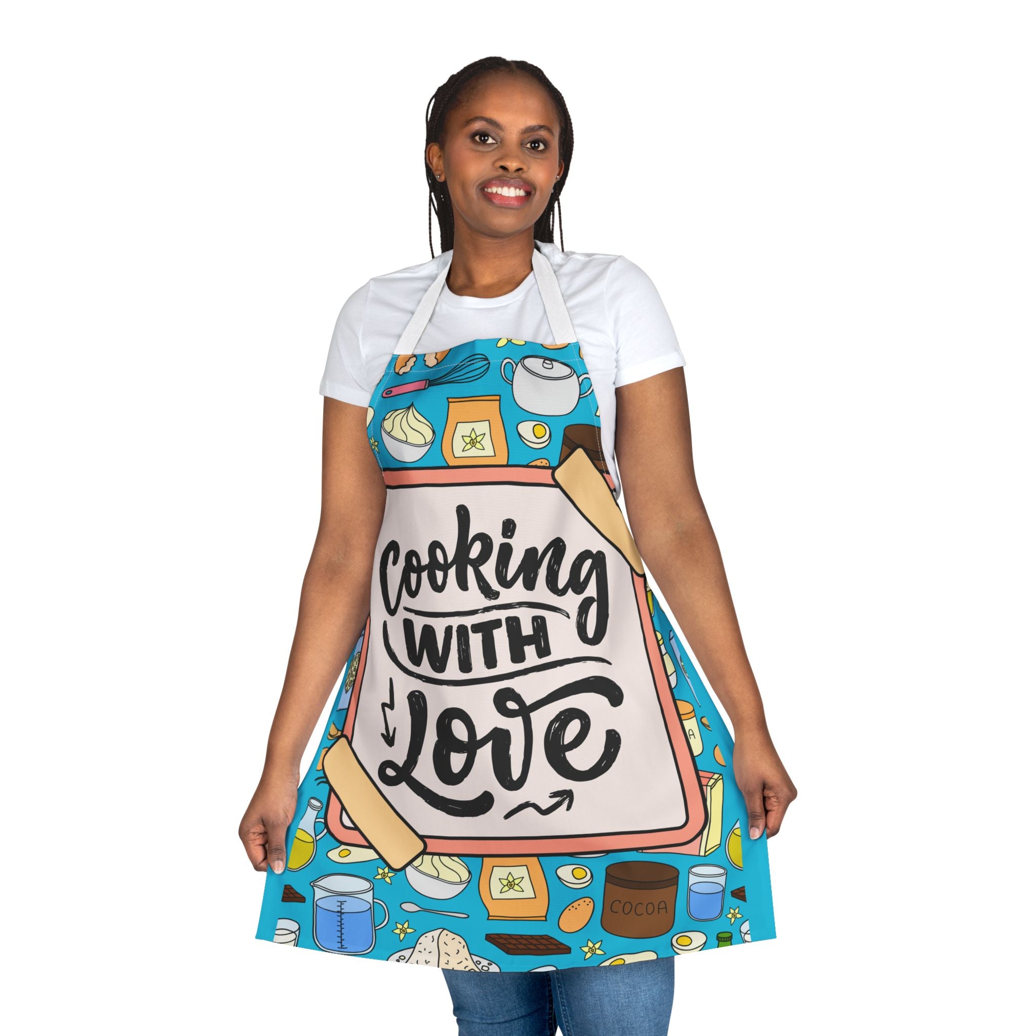 Cooking With Love Kitchen Apron – Colorful Baking & Cooking Apron with Recipe Board Design
