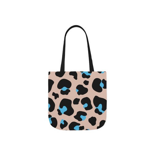 Canvas Tote Bag — Brown Blue Leopard  Beach-Ready Shopper