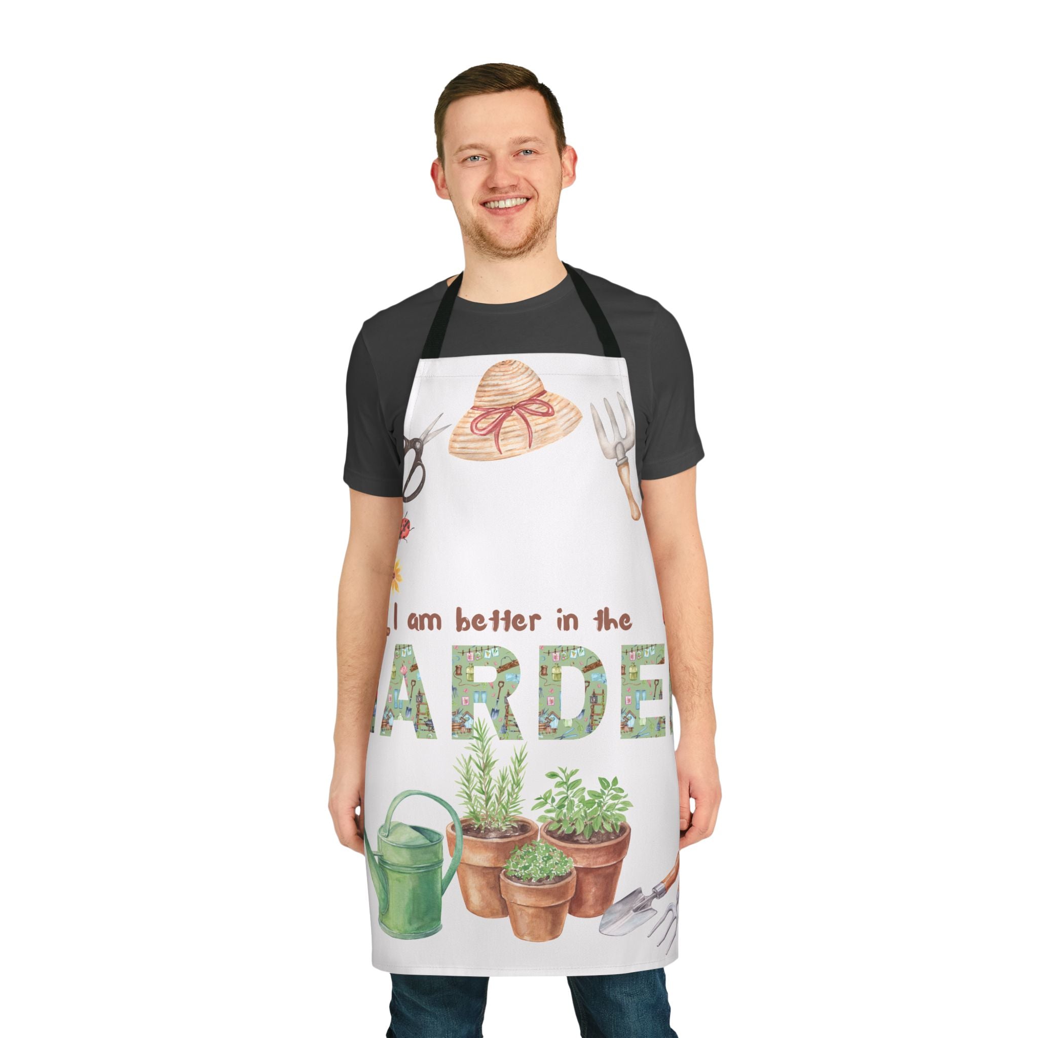 Garden or Kitchen Apron — "I Am Better in the Garden" Floral Watercolor Gardening Apron