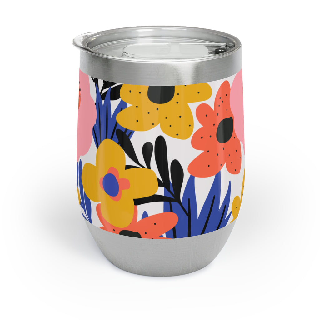 Chill Wine Tumbler - Colourful Abstract Floral Design