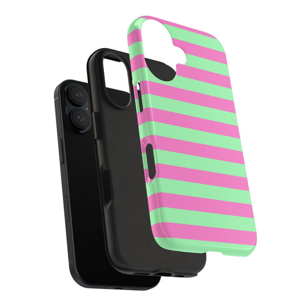 iPhone Case - Pink Green Stripes