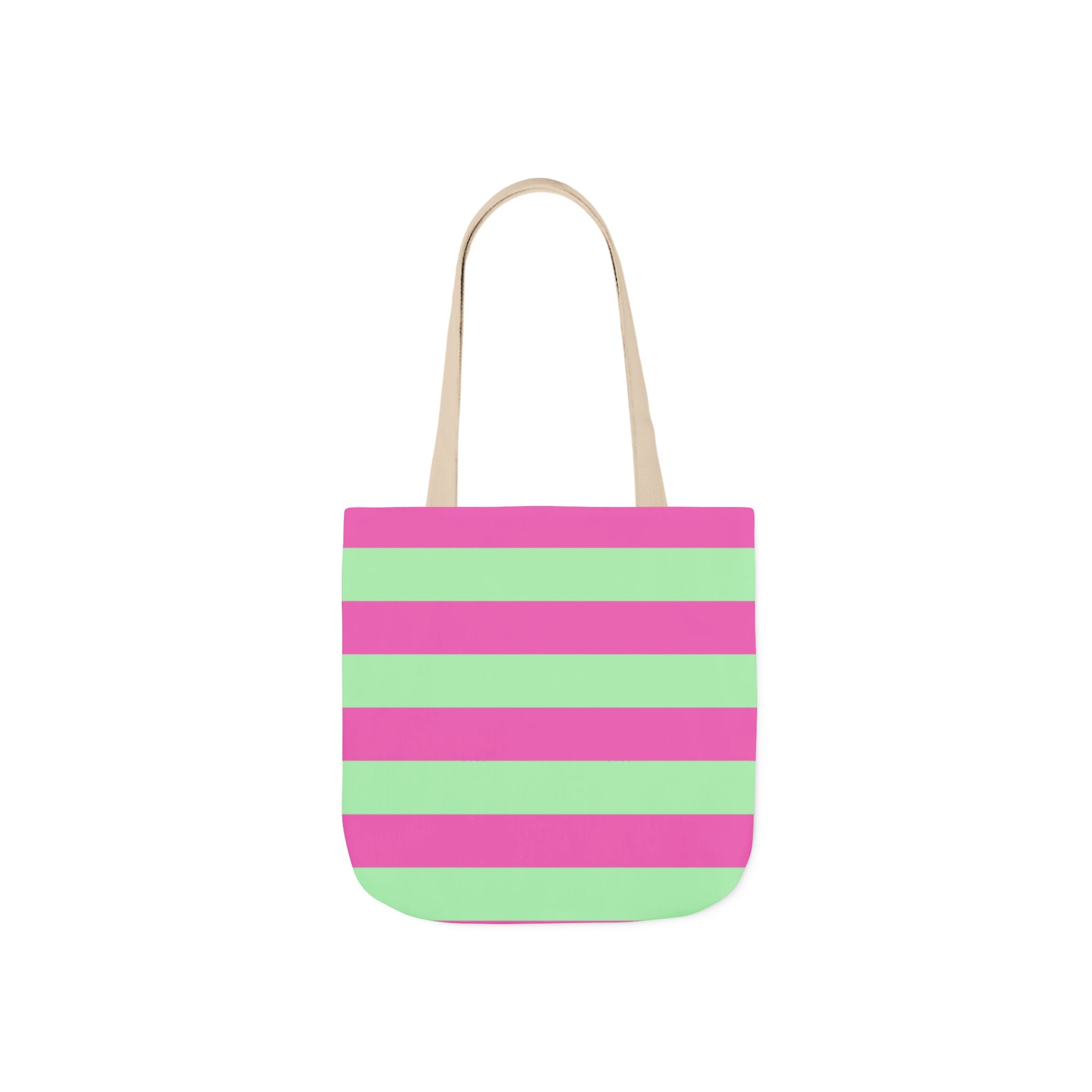 Striped Canvas Tote Bag — Pink & Green Beach-Ready Shopper