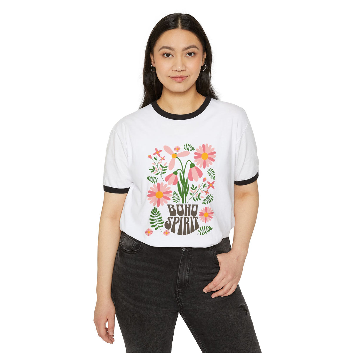 Boho Spirit Floral Ringer T-Shirt