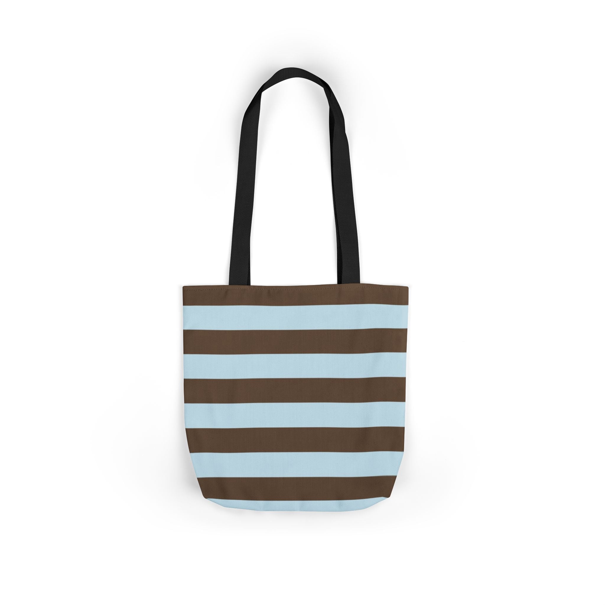 Striped Canvas Tote Bag — Blue & Brown Beach-Ready Shopper