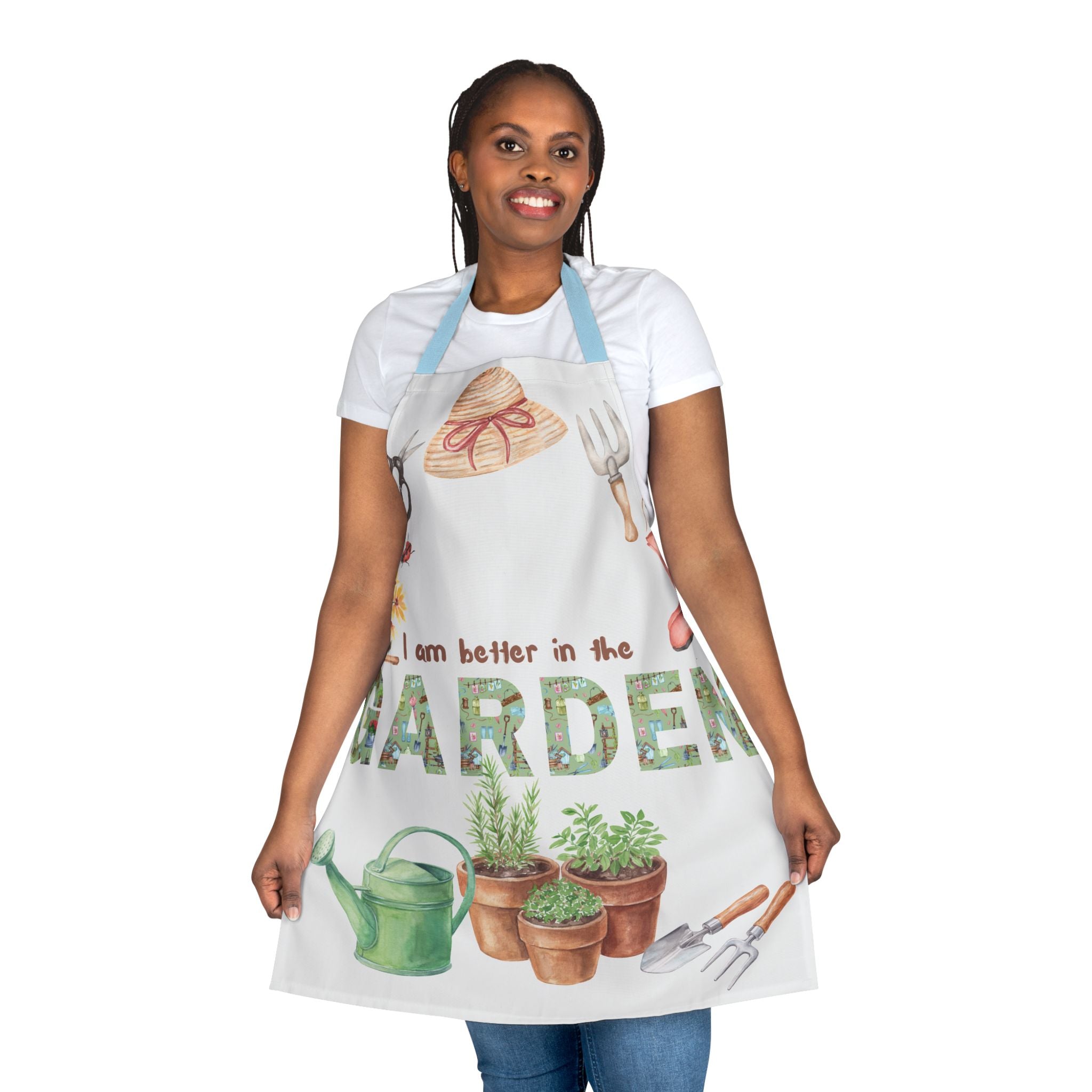 Garden or Kitchen Apron — "I Am Better in the Garden" Floral Watercolor Gardening Apron