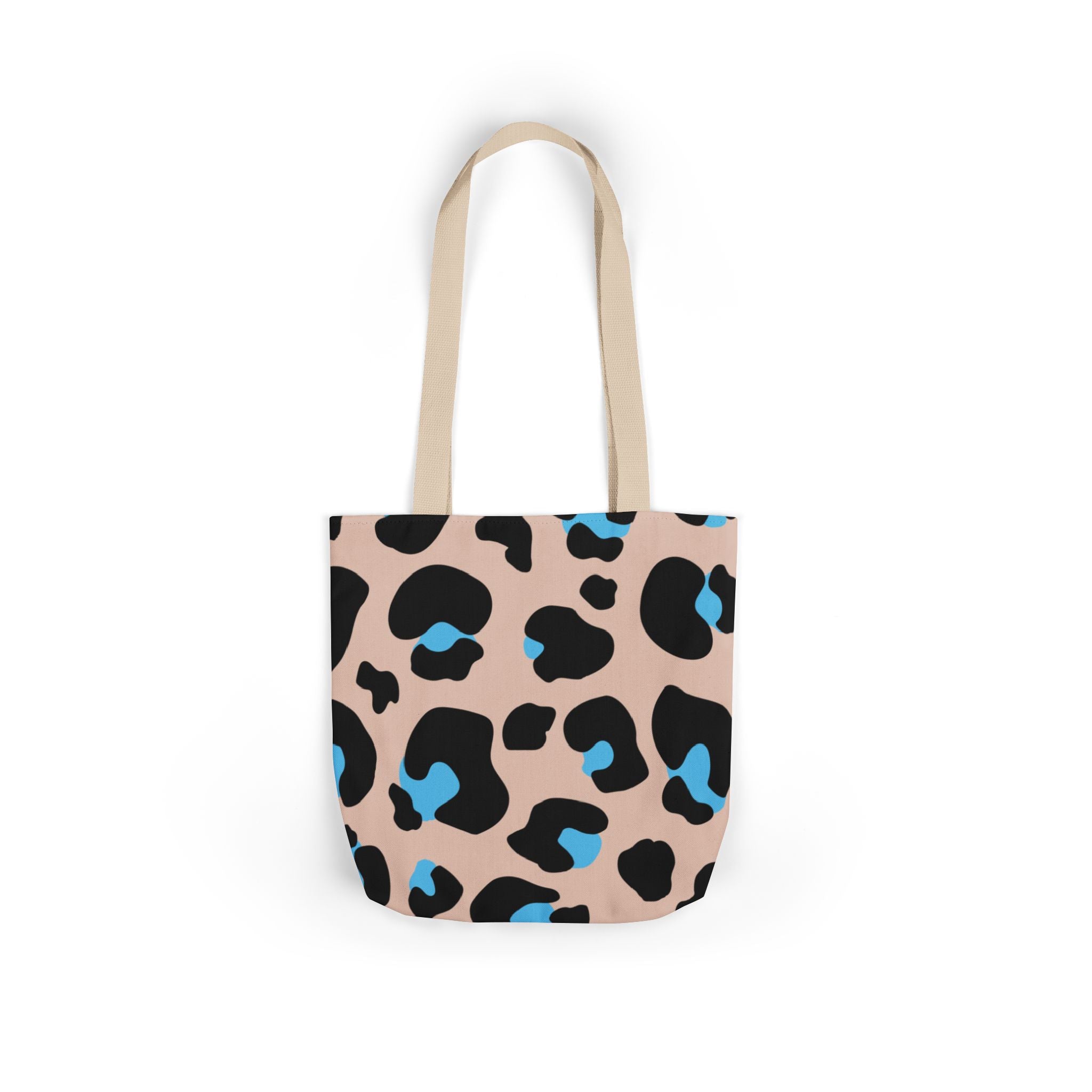 Canvas Tote Bag — Brown Blue Leopard  Beach-Ready Shopper