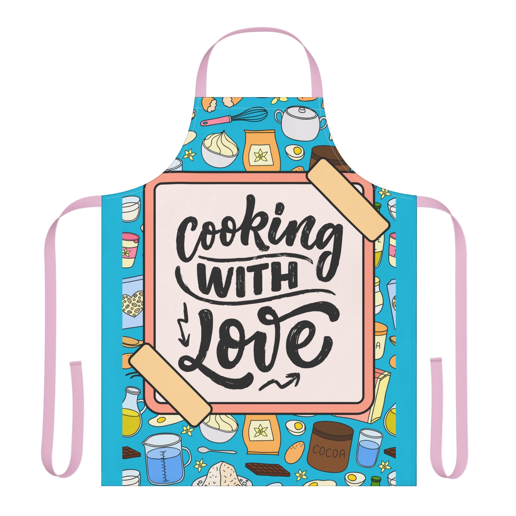 Cooking With Love Kitchen Apron – Colorful Baking & Cooking Apron with Recipe Board Design