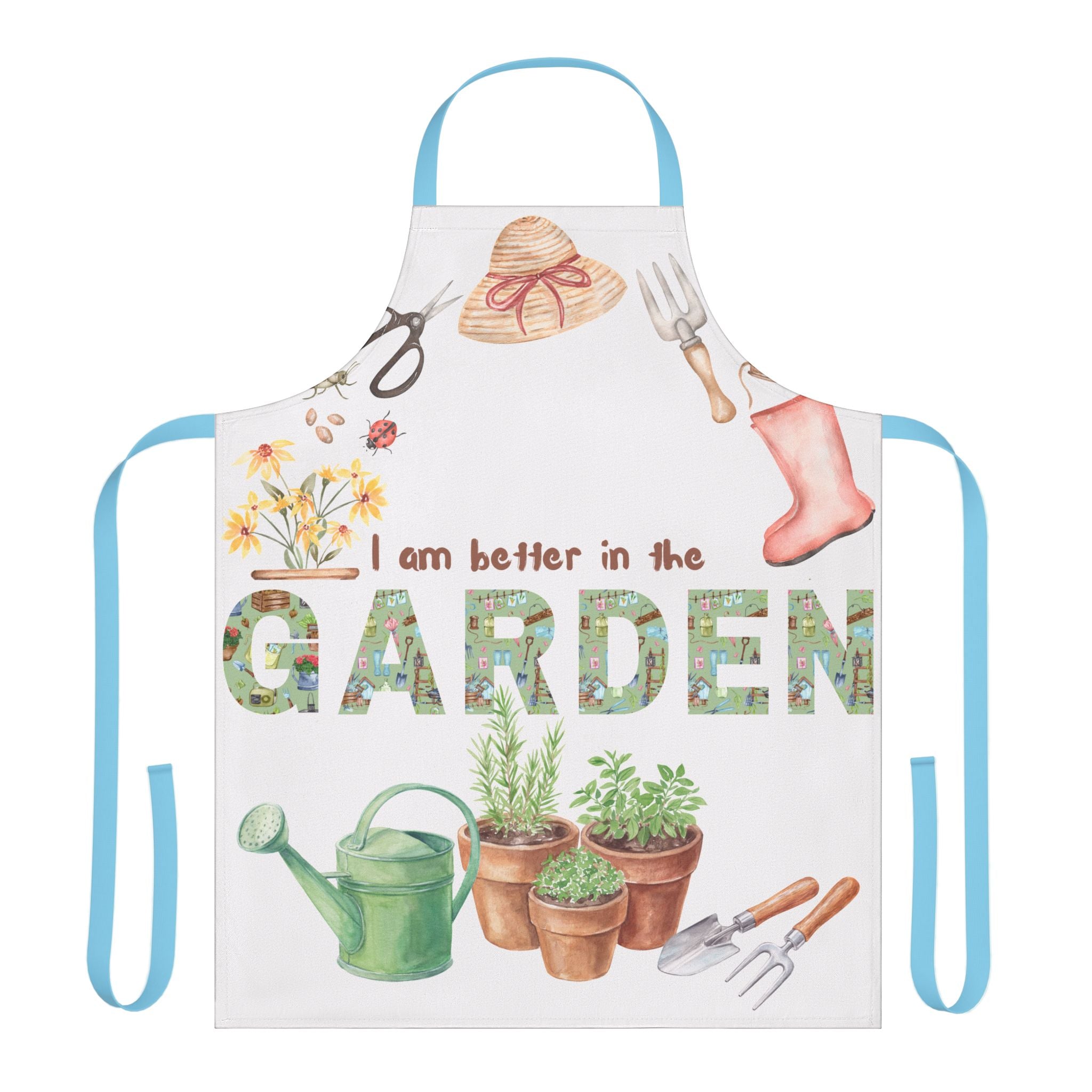Garden or Kitchen Apron — "I Am Better in the Garden" Floral Watercolor Gardening Apron