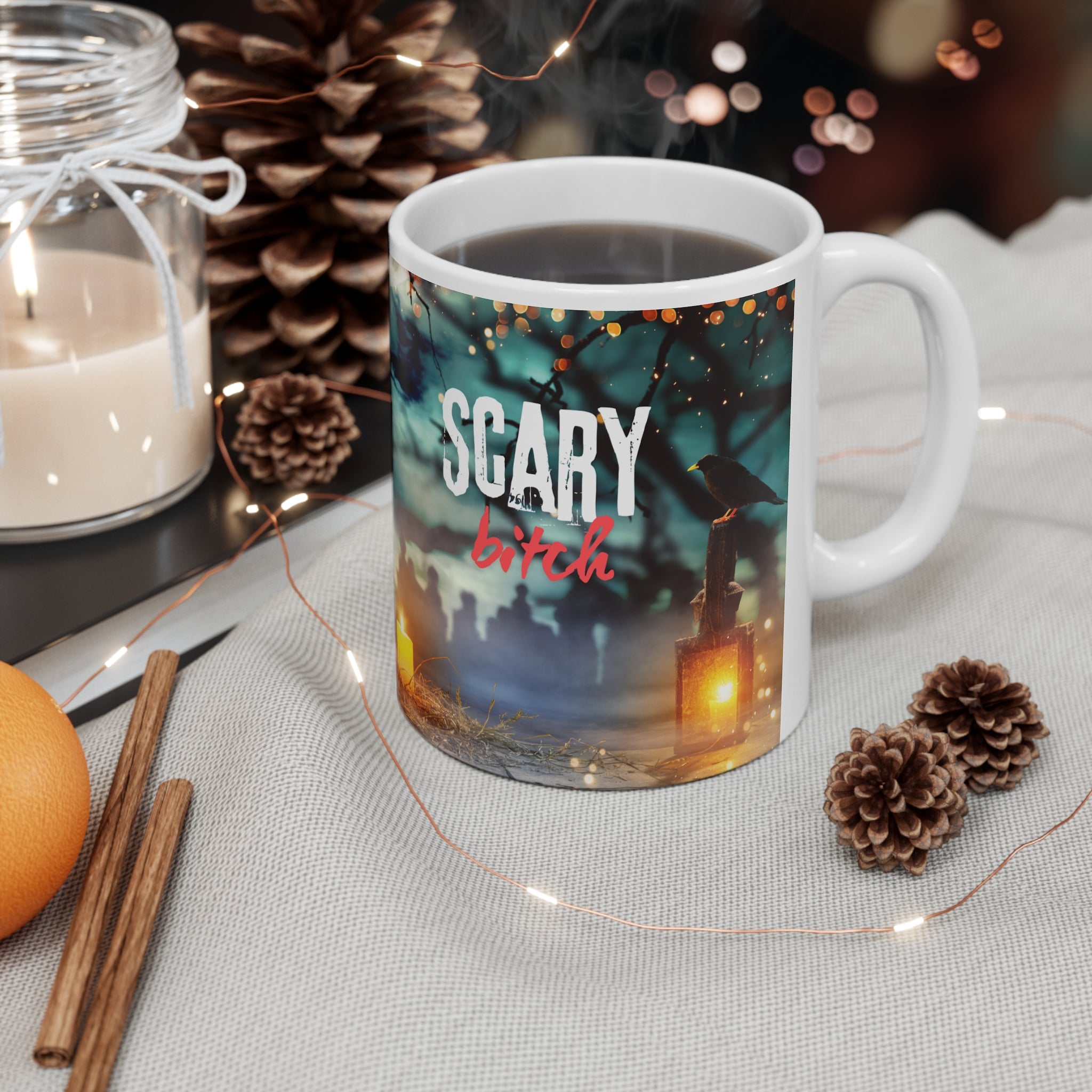 Scary Bitch Halloween Ghost Mug — Ceramic Coffee Cup