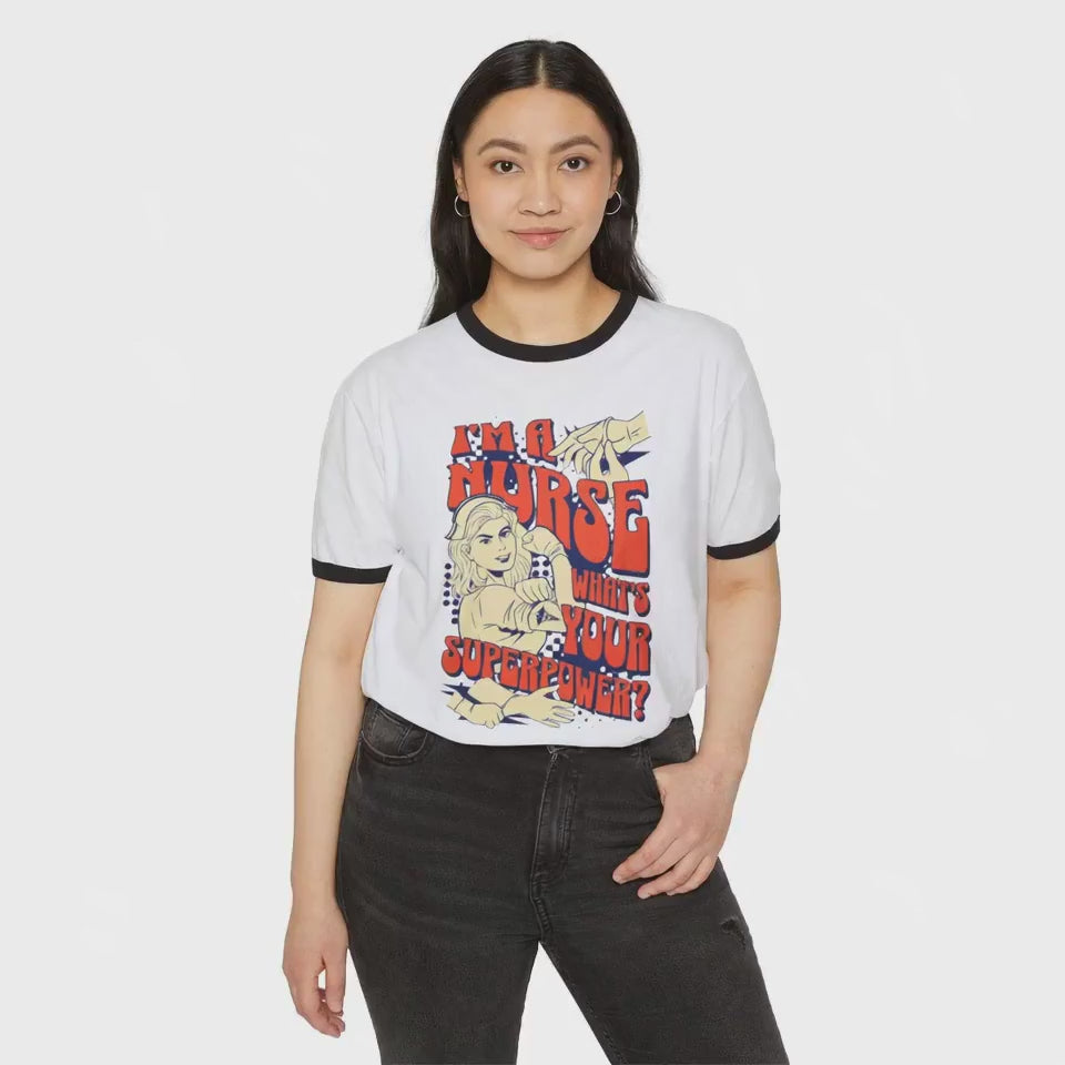 Nurse Superpower Ringer T-Shirt